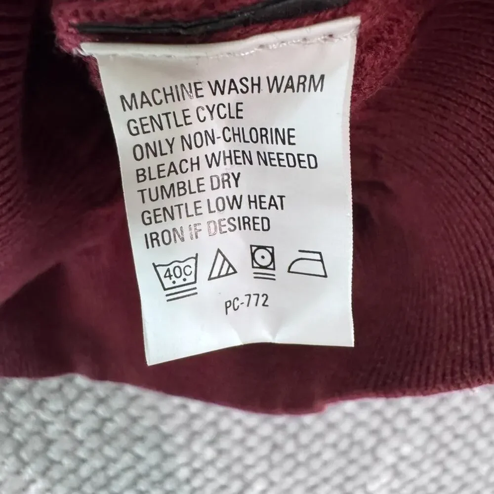 IZOD Sweater Mens L Burgundy Red Cotton Cable Knit Crew Neck Preppy Casual